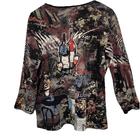 Jess & Jane Wine Dine Top Size 1X Sparkle Art To Wear Artsy Abstract - Picture 2 of 4